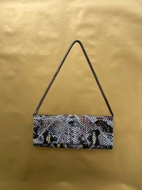 Inge Christopher Snake Clutch w/ Chain Strap